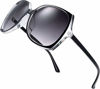 Picture of Women's Oversized Square Jackie O Cat Eye Hybrid Butterfly Fashion Sunglasses - Exquisite Packaging (727701-Crystal Black, Gradient Grey)