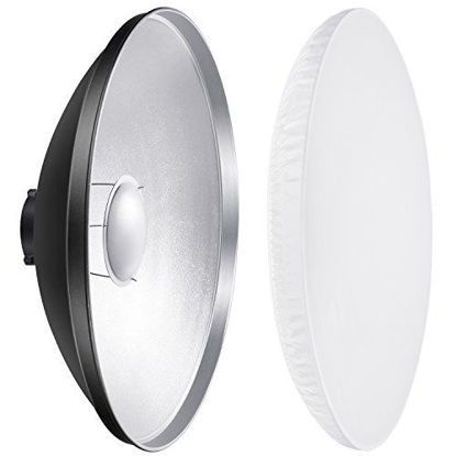 Picture of Neewer 16 inches/41 Centimeters Aluminum Standard Reflector Beauty Dish with White Diffuser Sock for Bowens Mount Studio Strobe Flash Light Like Neewer Vision 4 VC-400HS VC-300HH VC-300HHLR VE-300