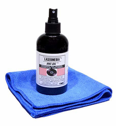 Picture of Vinyl Record Cleaner Professional Triple Strength Ultra Deep Cleaning Solution Fluid 8 Oz Spray Bottle Made in USA with Microfiber Cleaning Cloth Lasermedia VNC-8XL