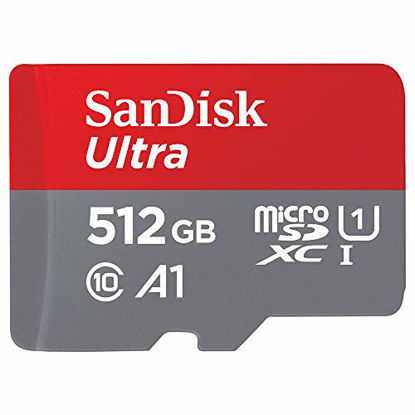 Picture of SanDisk 512GB Ultra microSDXC UHS-I Memory Card with Adapter - 100MB/s, C10, U1, Full HD, A1, Micro SD Card - SDSQUAR-512G-GN6MA