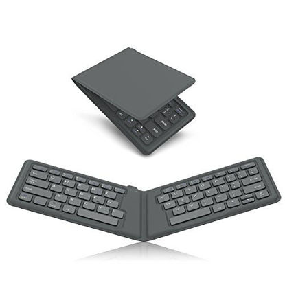 Picture of MoKo Universal Foldable Keyboard, Ultra-Thin Portable Wireless Keyboard for iPad, iPhone, Compatible with iOS, Android and Windows Tablet Devices, Gray
