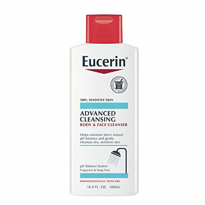 Picture of Eucerin Advanced Cleansing Body and Face Cleanser - Fragrance and Soap Free for Dry, Sensitive Skin - 16.9 fl. oz Bottle