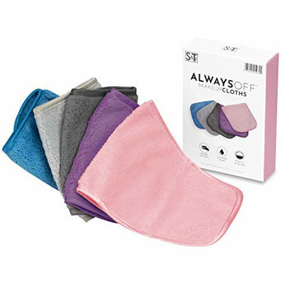Picture of S&T INC. Always Off Reusable Makeup Remover cloths, 6 X 12, Solid Assorted Colors, 5 Pack