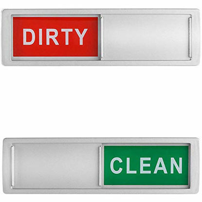 Picture of Cimkiz Dishwasher Magnet Clean Dirty Sign Shutter Only Changes When You Push It Non-Scratching Strong Magnet or 3M Adhesive Options Indicator Tells Whether Dishes Are Clean or Dirty (Silver)