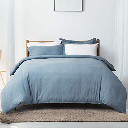 Picture of Bedsure Duvet Cover Twin Size Soft Duvet Cover with Zipper Closure Microfiber Bedding Set, Grayish Blue