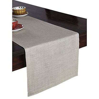 Picture of Solino Home 100% Pure Linen Table Runner - 14 x 72 Inch Athena, Handcrafted from European Flax, Natural Fabric Runner - Natural
