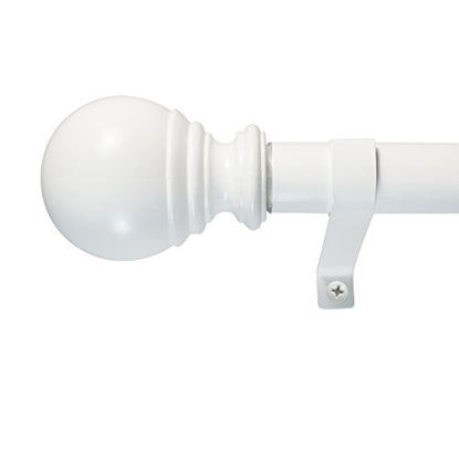 Picture of Decopolitan 30409-WT72 1 Ball Single Telescoping Drapery Rod Set, 72 to 144-Inch, White