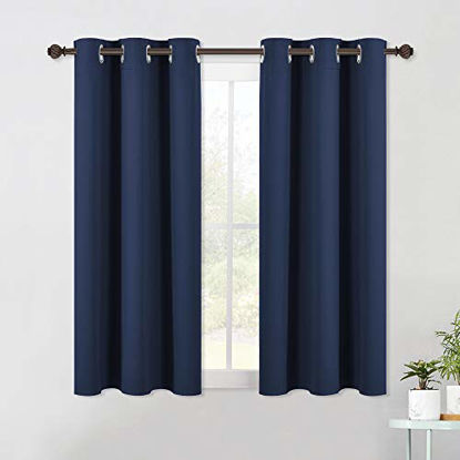 Picture of NICETOWN Living Room Blackout Curtain Panels, Window Treatment Energy Saving Thermal Insulated Solid Grommet Blackout Drapes/Draperies (Navy, 1 Pair, 42 by 54-Inch)