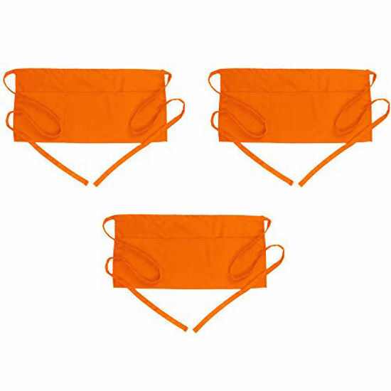 Picture of BOHARERS Waist Apron with 3 Pockets 3 Pack - Orange Waitress Server Short Apron