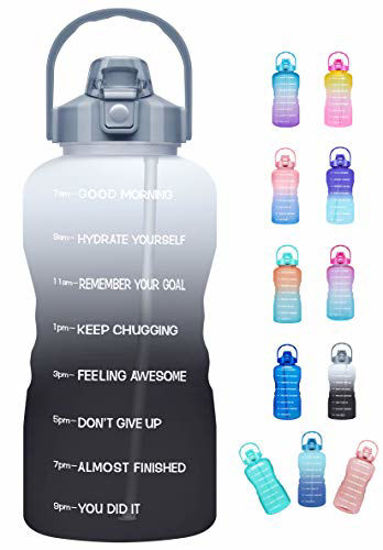 Big 64oz BPA Free Leak-Proof Water Jug with Times to Drink Ensure You Intake Daily Water Throughout The Day Venture Pal Half Gallon Motivational Water Bottle with Time Marker & Straw 