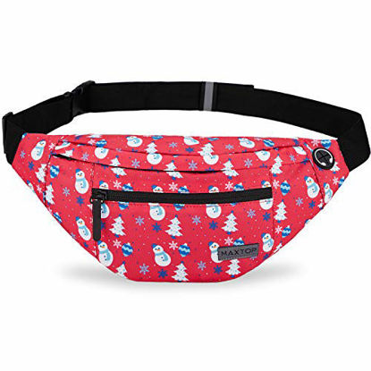 Picture of MAXTOP Large Fanny Pack with 4-Zipper Pockets,Gifts for Enjoy Festival Sports Workout Traveling Running Casual Hands-Free Waist Pack Crossbody Phone Bag Carrying All Phones (Snowman, Large)