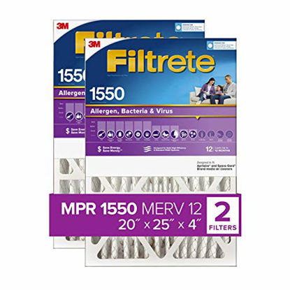 Picture of Filtrete 20x25x4, AC Furnace Air Filter, MPR 1550 DP, Healthy Living Ultra Allergen Deep Pleat, 2-Pack (actual 19.88 x 24.43 x 4.31) - NDP03-4IN-2P-2