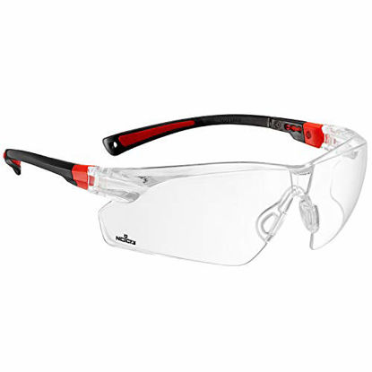 Picture of NoCry Safety Glasses with Clear Anti Fog Scratch Resistant Wrap-Around Lenses and Non-Slip Grips, UV Protection. Adjustable, Black & Red Frames