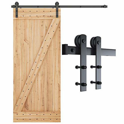 Picture of SMARTSTANDARD 6ft Heavy Duty Sturdy Sliding Barn Door Hardware Kit -Smoothly and Quietly -Easy to Install -Includes Step-by-Step Installation Instruction Fit 36" Wide Door Panel (I Shape Hanger)