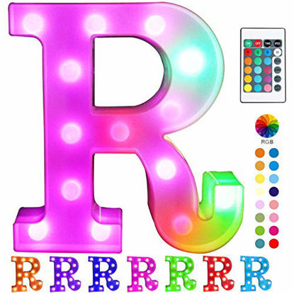 Picture of Colorful LED Marquee Letter Lights with Remote - Light Up Marquee Signs - Party Bar Letters with Lights Decorations for The Home - Multicolor R