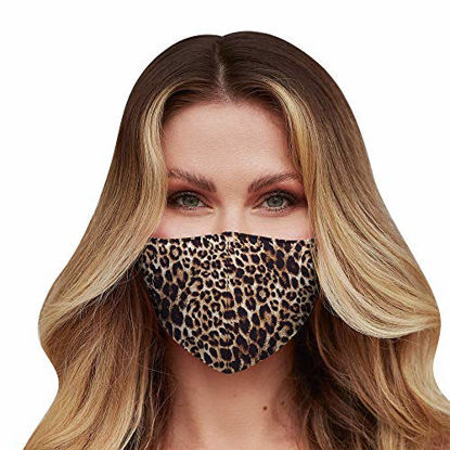 Picture of Washable Face Mask with Adjustable Ear Loops & Nose Wire - 3 Layers, 100% Cotton Inner Layer - Cloth Reusable Face Protection with Filter Pocket - Made in USA - (Leopard Pattern