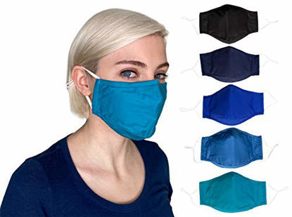 Picture of Cloth face Mask,cotton mask for Women,Men,Nose Wire,Filter Pocket Adult,5-Pack