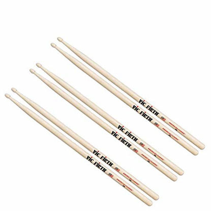 Picture of Vic Firth American Classic Drumsticks - 5A with Teardrop-shaped tips, 16" Length, and .565" Diameter (3-Pack)