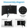 Picture of Moukey Tabletop Compact Microphone Isolation Shield, Foldable With 3/8" and 5/8" Mic Threaded Mount,Mic Sound Absorbing Foam for Studio Sound Recording, Podcasts, Singing, Broadcasting