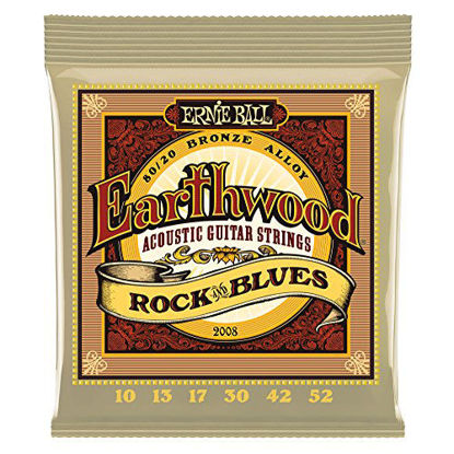 Picture of Ernie Ball Earthwood Rock and Blues 80/20 Bronze Acoustic Set with plain G, .010 - .052