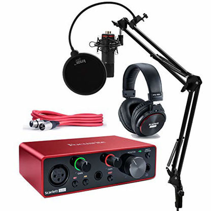 Picture of Focusrite Scarlett Solo Studio 3rd Gen USB Audio Interface and Recording Bundle with Microphone, Headphones, XLR Cable, Knox Studio Stand, Shock Mount and Pop Filter (7 Items)