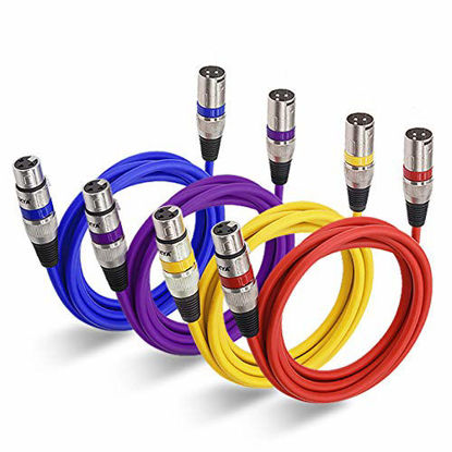 Picture of EBXYA XLR Male to Female Microphone Mic Cable 6 Feet 4 Color Packs 3 pins