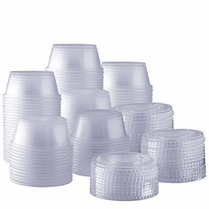 Picture of [200 Sets - 3.25 oz.] Plastic Disposable Portion Cups with Lids