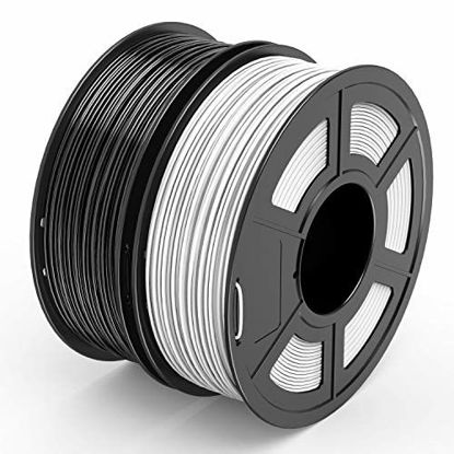 Picture of TECBEARS PLA 3D Printer Filament 1.75mm Black+ White, Dimensional Accuracy +/- 0.02 mm, 1 Kg Per Spool, Pack of 2