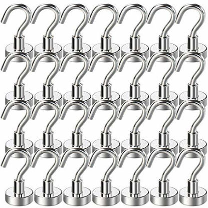 Picture of Magnetic Hooks for Cruise, Grill, Towel, Indoor Hanging, Home, Kitchen, Workplace, Mikede Office and Garage - 28 Pack