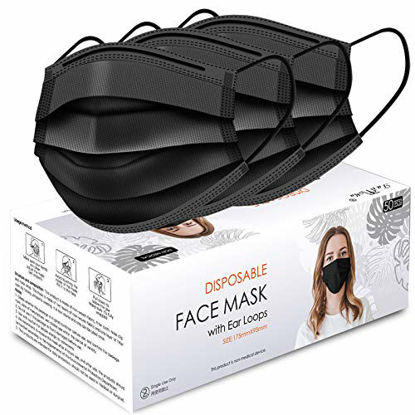 Picture of Disposable Face Masks for Coronavrus Protection, Safety Masks Black Dust Masks