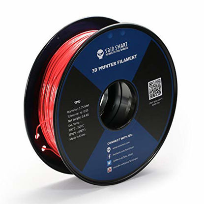 Picture of SainSmart Neon Color TPU, 1.75mm Flexible TPU 3D Printer Filament 800g, Dimensional Accuracy +/- 0.05 mm, Neon Scarlet, a Vivid red Color