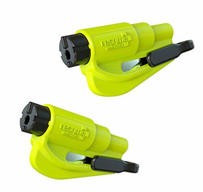 Picture of resqme 04.100.09 The Original Keychain Car Escape Tool Safety Yellow Seatbelt Cutter and Window Glass Breaker, 2 Pack