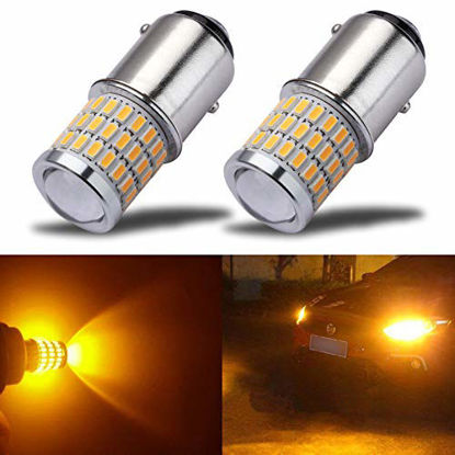Picture of iBrightstar Newest 9-30V Super Bright Low Power 1157 2057 2357 7528 BAY15D LED Bulbs with Projector replacement for Turn Signal Lights and Brake Lights, Amber Yellow