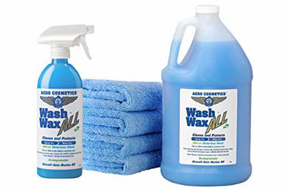 Picture of Wet or Waterless Car Wash Wax Kit 144 Ounces. Aircraft Quality for Your Car, RV, Boat, Motorcycle. The Best Wash Wax. Anywhere, Anytime, Home, Office, School, Garage, Parking Lots.