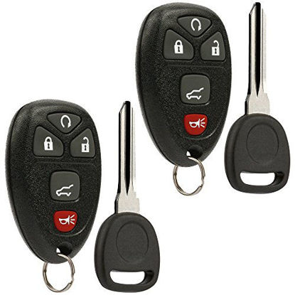 Picture of Key Fob Keyless Entry Remote with Ignition Key fits Chevy Suburban Tahoe Traverse/GMC Acadia Yukon/Cadillac Escalade SRX/Buick Enclave/Saturn Outlook, Set of 2
