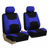 Picture of FH Group FB030BLUEBLACK-COMBO Seat Cover Combo Set with Steering Wheel Cover and Seat Belt Pad (Airbag Compatible and Split Bench Blue/Black)