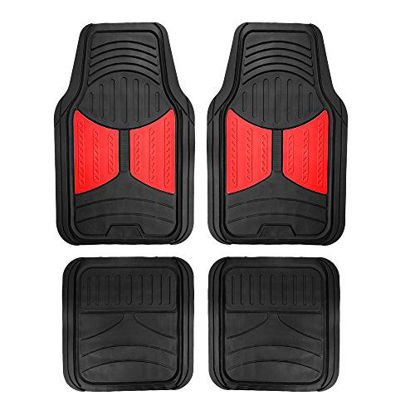 Picture of FH Group F11313 Monster Eye Trimmable Floor Mats (Red) Full Set - Universal Fit for Cars Trucks and SUVs