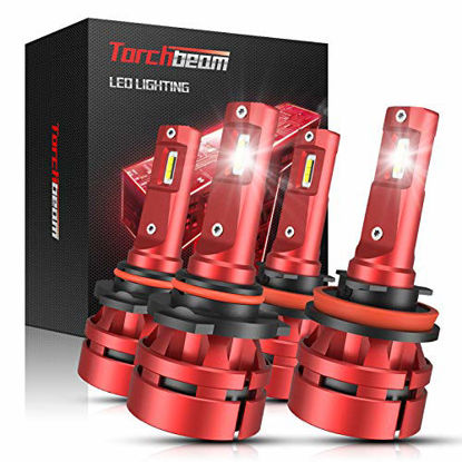 Picture of Torchbeam T2 9005 H11 LED Headlight Bulb Kit, High Beam Low Beam, 16000lm 6500K Cool White, 400% Brightness, Compact Design, Replacement Bulbs, Pack of 4
