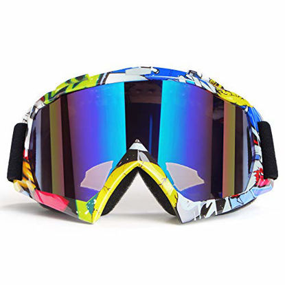 Picture of Motorcycle Goggles ATV Goggles Motocross Goggles Windproof Dirt Bike Goggles Dustproof Off Road Goggles Scratch Resistant Skiing Goggles Protective Safety Glasses PU Helmet MX Goggles Racing Goggles