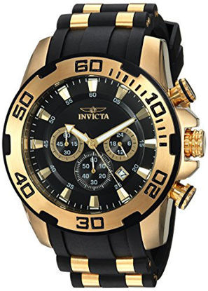 Picture of Invicta Men's Pro Diver Scuba 50mm Gold Tone Stainless Steel and Silicone Chronograph Quartz Watch, Black/Gold (Model: 22340)