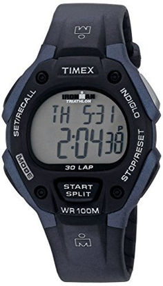 Picture of Timex Men's T5H591 Ironman Classic 30 Full-Size Black/Blue Resin Strap Watch