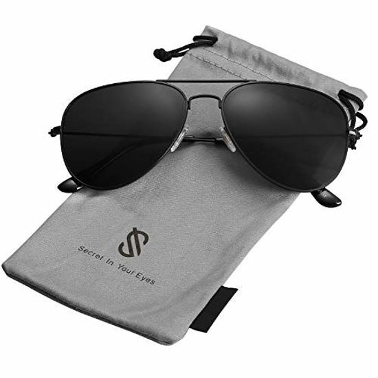 Picture of SOJOS Classic Aviator Polarized Sunglasses for Men Women Vintage Retro Style SJ1054 with Black Frame/Grey Lens