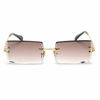 Picture of MINCL/Fashion Small Rectangle Sunglasses Women Ultralight Candy Color Rimless Ocean Sun Glasses (gold&brown)