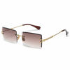 Picture of MINCL/Fashion Small Rectangle Sunglasses Women Ultralight Candy Color Rimless Ocean Sun Glasses (gold&brown)