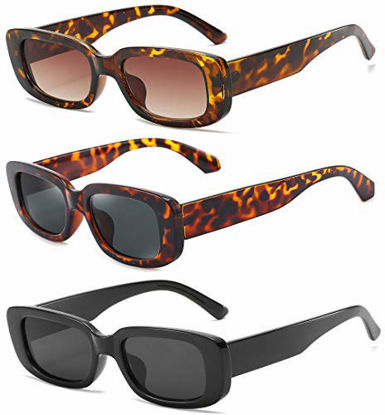Picture of Dollger 3 PCS Rectangle Sunglasses for Women men Retro Fashion 90s Sunglasses trendy rectangle Frame Eyewear