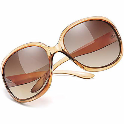 Picture of Joopin Oversized Polarized Sunglasses for Women, Ladies Fashion Thick Big Frame Sun Glasses Shades for Women (Gradient Brown)