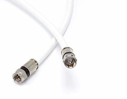 Picture of 3' Feet, White RG6 Coaxial Cable (Coax Cable) with Connectors, F81 / RF, Digital Coax - AV, Cable TV, Antenna, and Satellite, CL2 Rated, 3 Foot