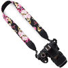 Picture of Wolven Pattern Cotton Camera Neck Shoulder Strap Belt Compatible with All DSLR/SLR/Men/Women etc, Black Flower