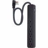 Picture of GE UltraPro 6 Outlet Surge Protector, 2 ft Designer Braided Extension Cord, Flat Plug, Long Power Cord, Wall Mount, Black, 44070