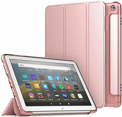 Picture of MoKo Case Fit All-New Kindle Fire HD 8 Tablet and Fire HD 8 Plus Tablet (10th Generation, 2020 Release) Case, Soft TPU Translucent Frosted Back Cover Slim Smart Shell, Auto Wake/Sleep - Rose Gold